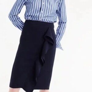 J. Crew Black Ruffle pencil skirt in 365 crepe